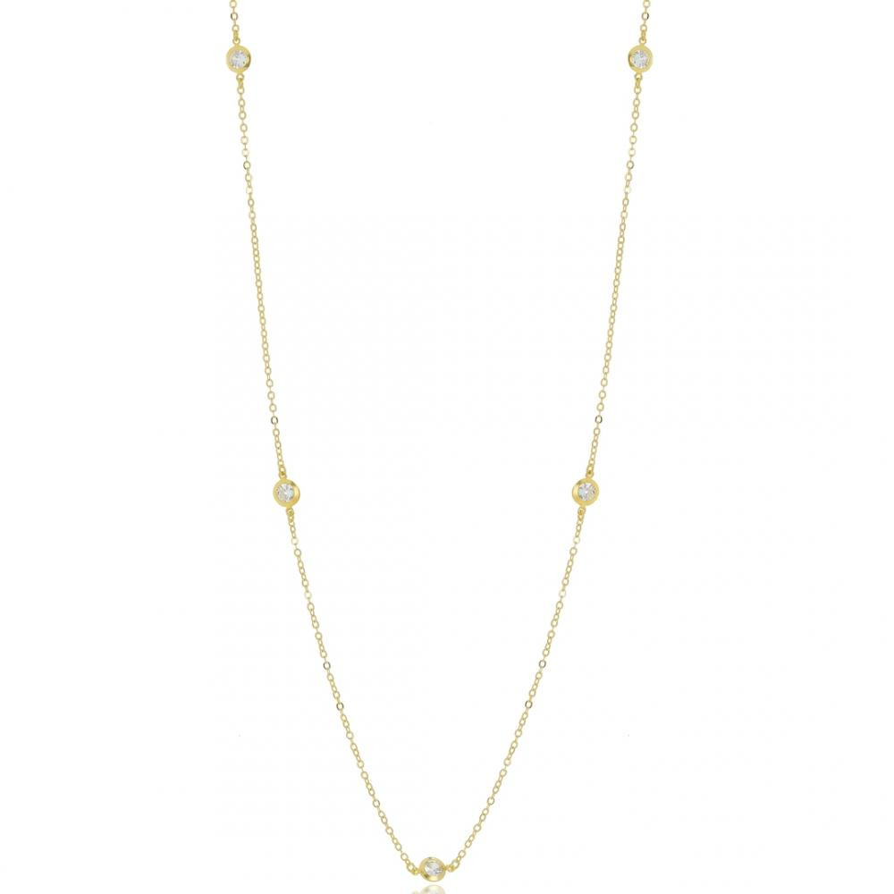 Colar longo com pontos de luz banhado a ouro 18k