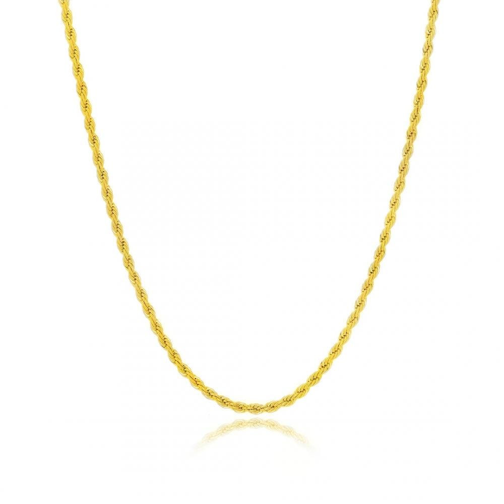 Colar Maya com corrente cabo de aço cordão baiano banhado a ouro 18k
