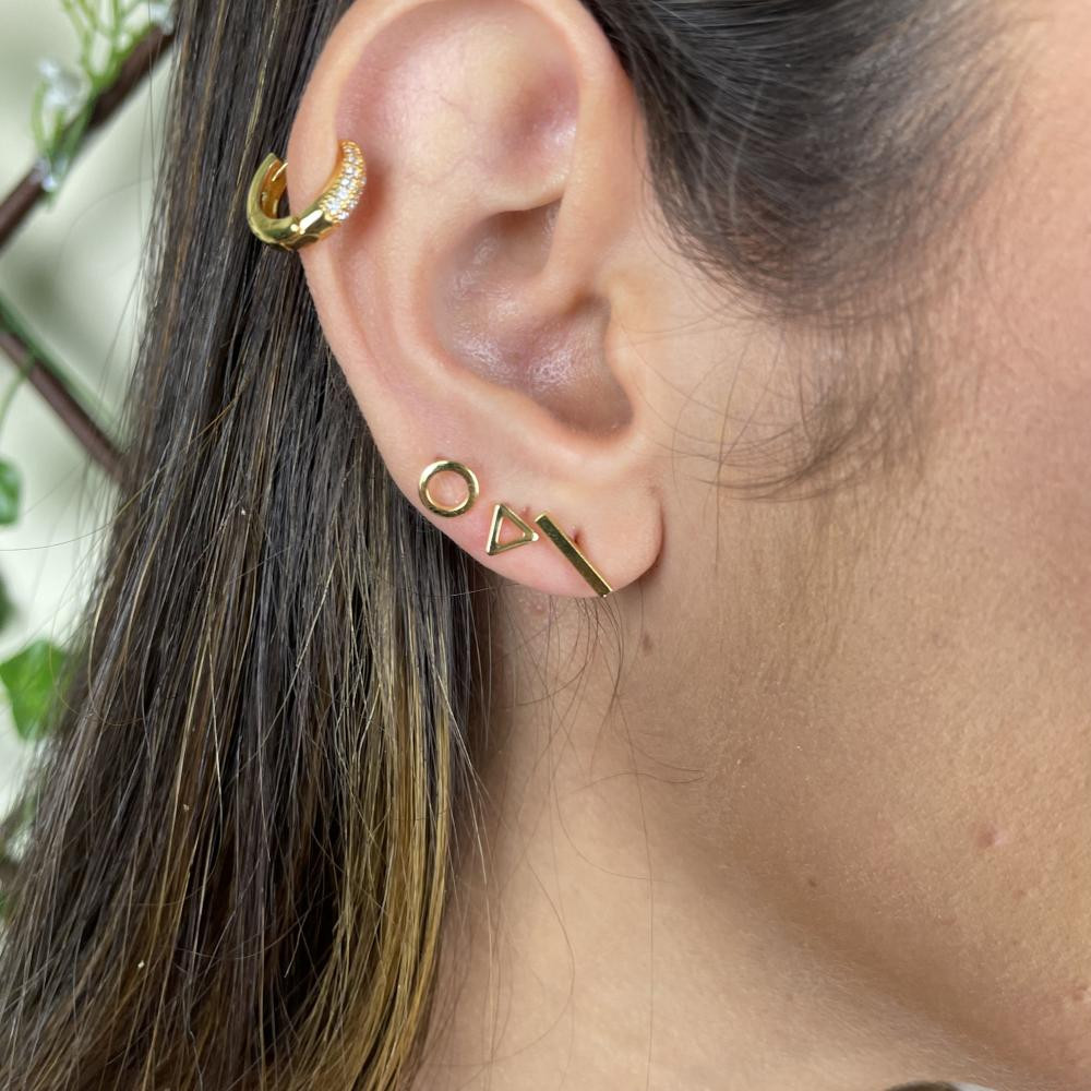 Trio de brinco minimalista banhado a ouro 18k 