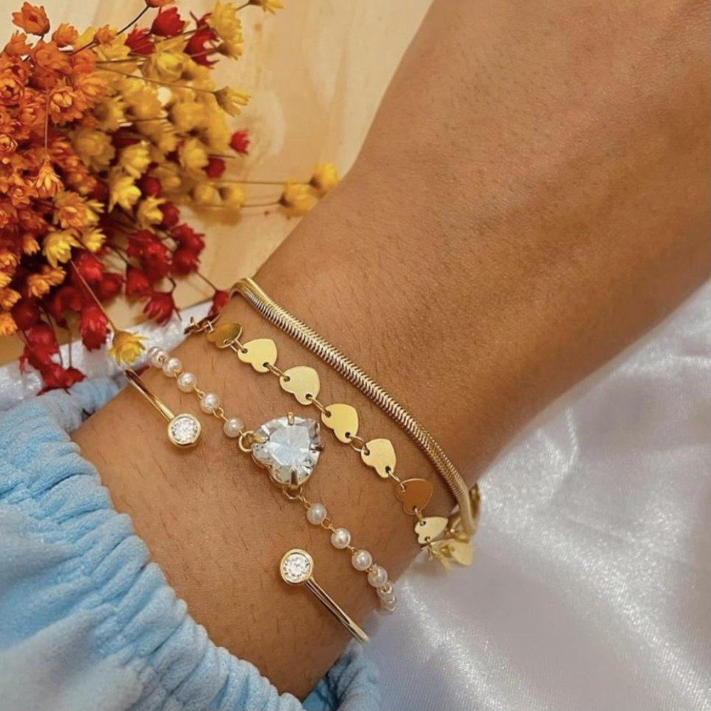 Bracelete com ponto de luz banhado em ouro 18k