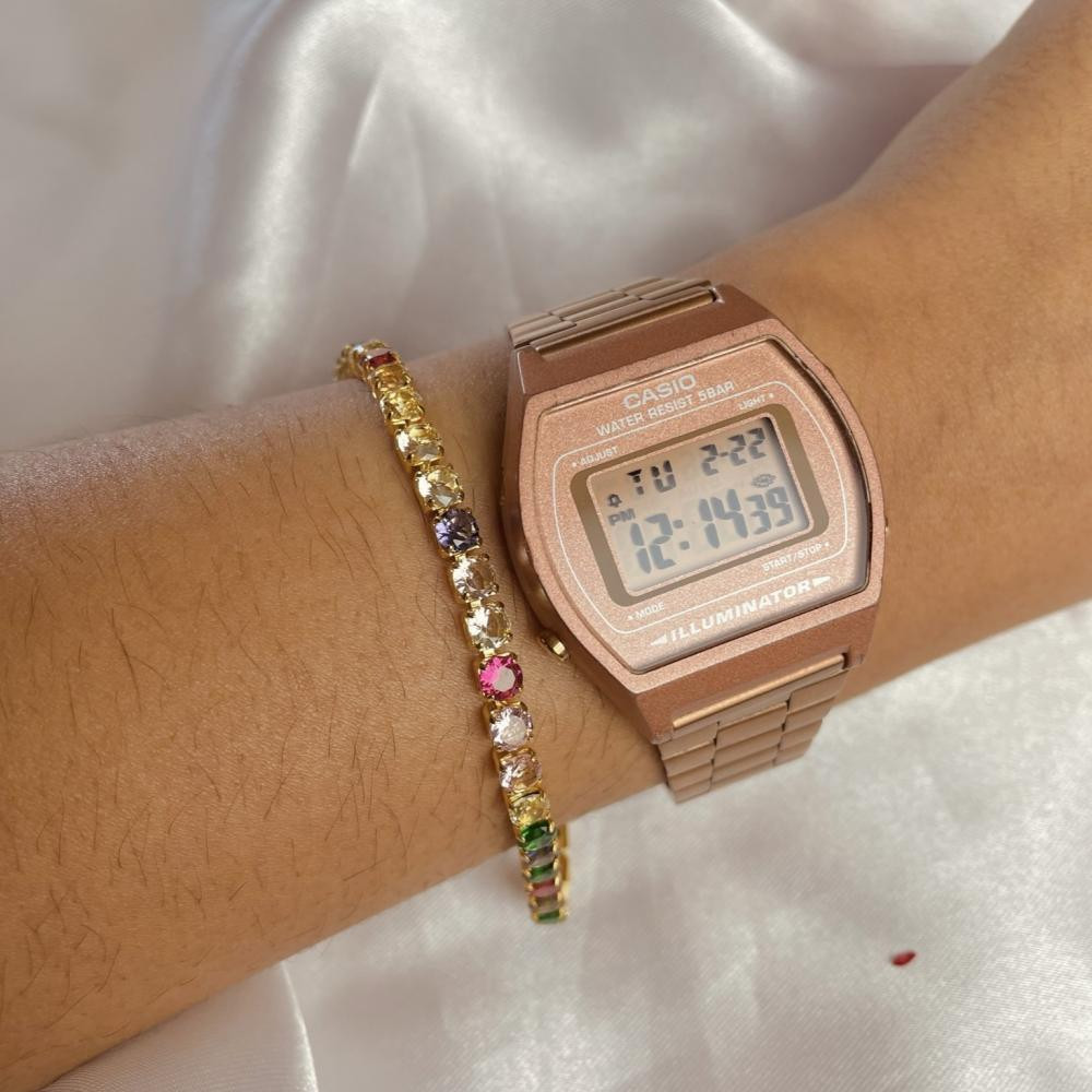 Pulseira Cloe riviera colorida regulável banhada a ouro 18k  