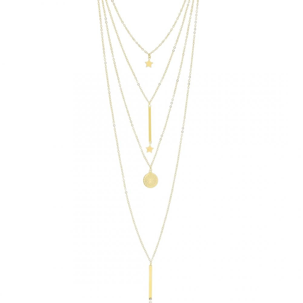 Mix de colar com quatro peças banhado a ouro 18k 