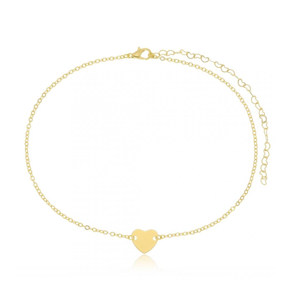 Choker de coração solitário banhada a ouro 18k 