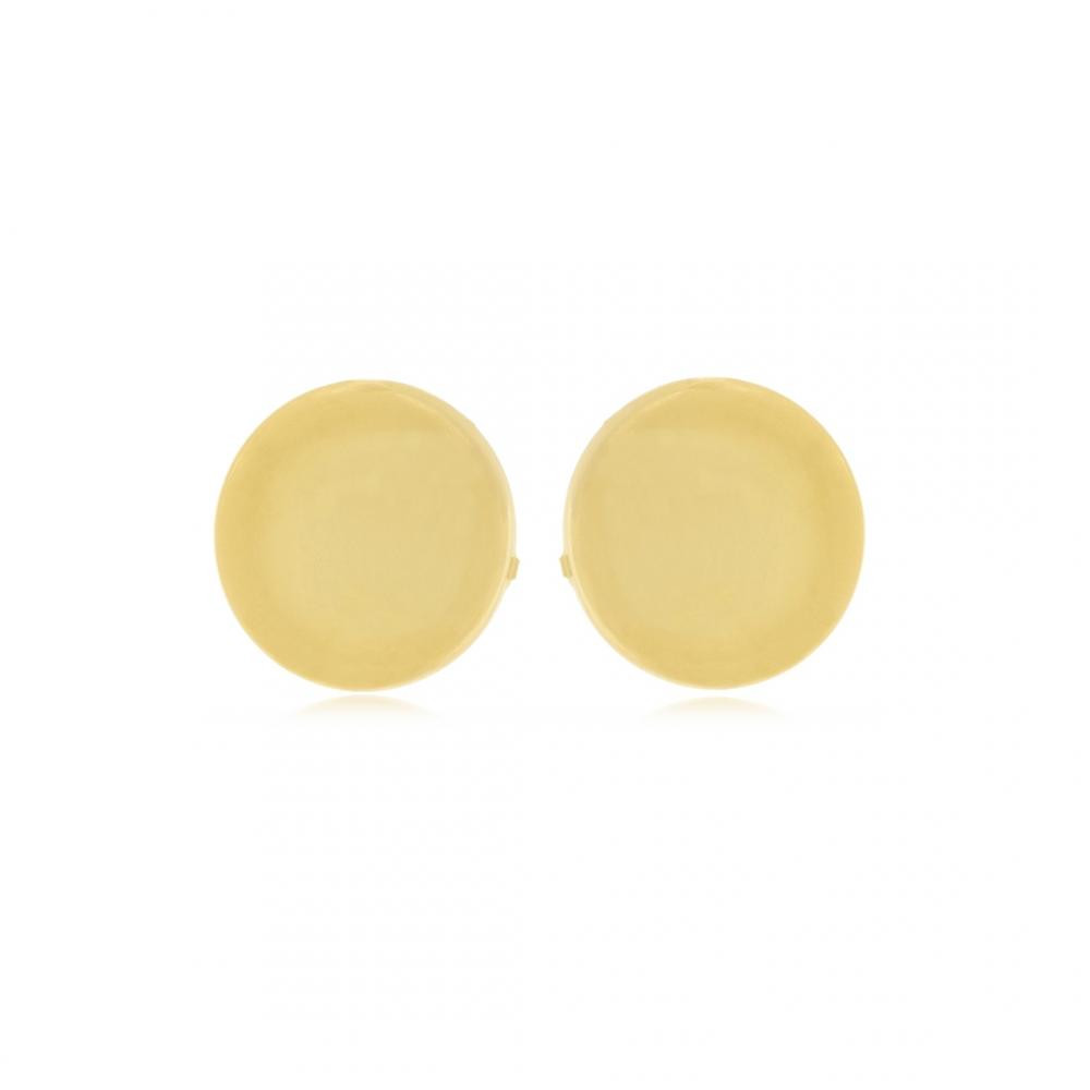 Brinco meia bola liso banhado a ouro 18k