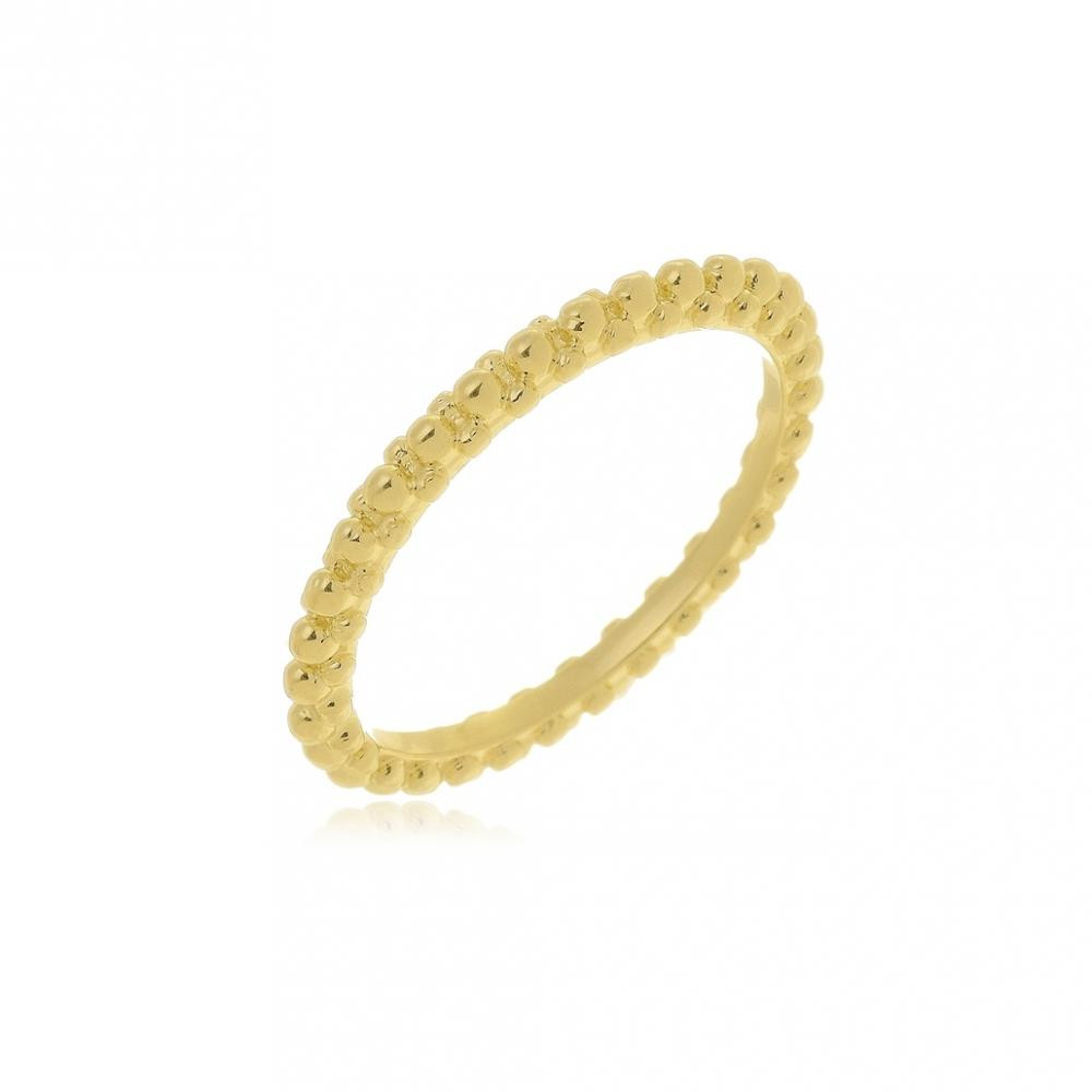 Anel com micro bolinhas minimalista banhado a ouro 18k