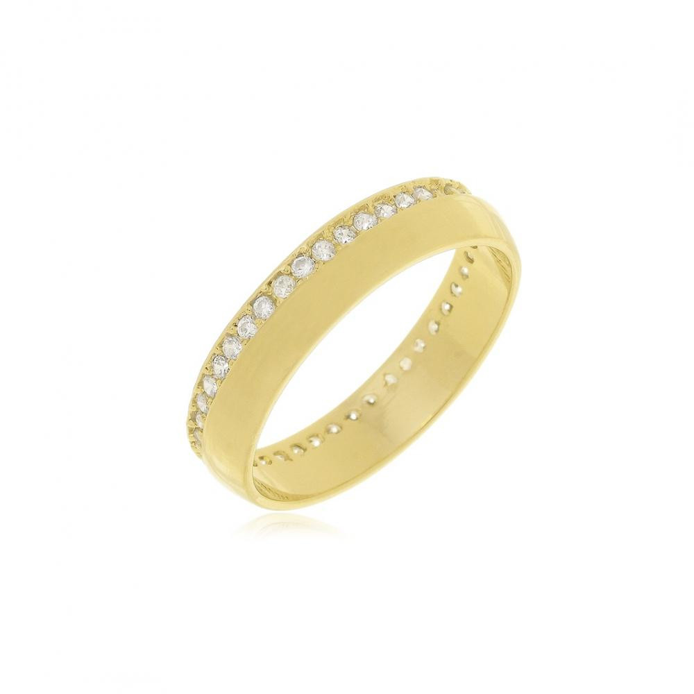 Anel cravejado banhado a ouro 18k