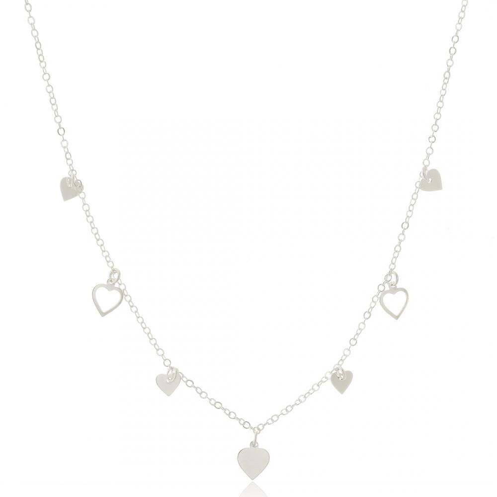 Choker com pingentes de corações de prata 925