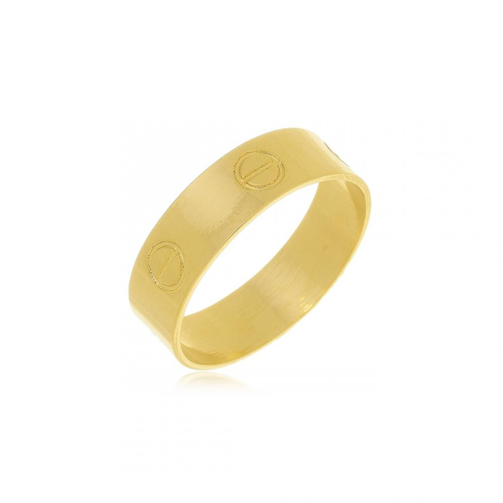 Anel inspiração love personalizado banhado a ouro 18k 