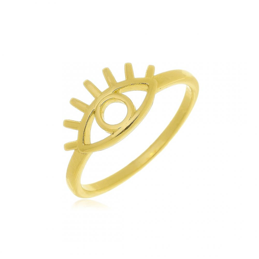 Anel de olho grego banhado a ouro 18k 