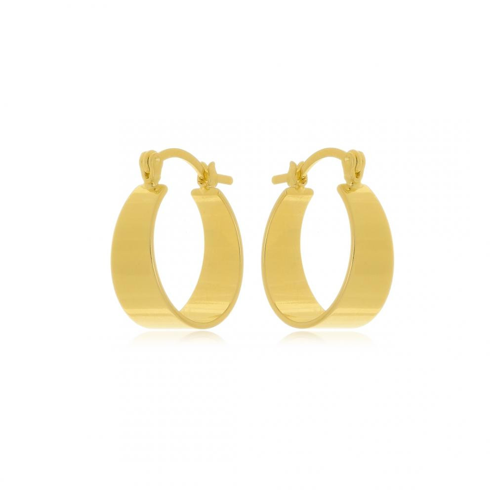 Brinco de argola grossa lisa banhado a ouro 18k