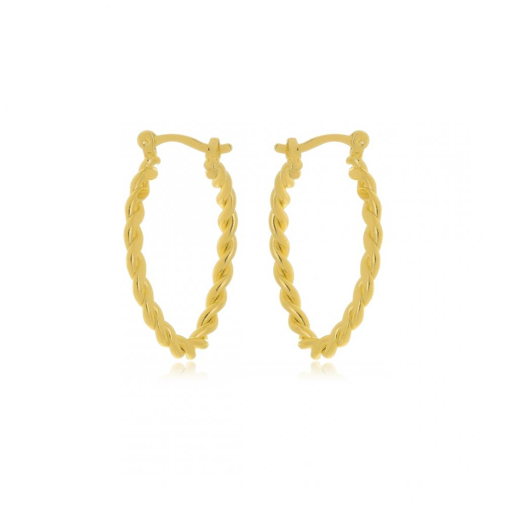 Brinco de argola trançada banhado a ouro 18k
