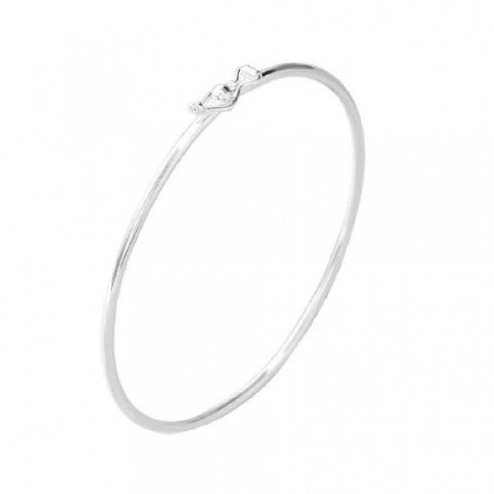 Bracelete liso fio redondo na prata 925