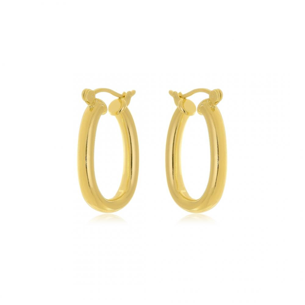 Brinco argola oval grossa banhada a ouro 18k