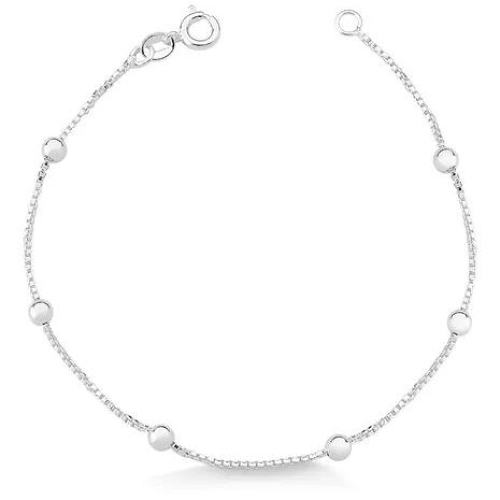 Pulseira de bolinha na corrente veneziana  na prata 925