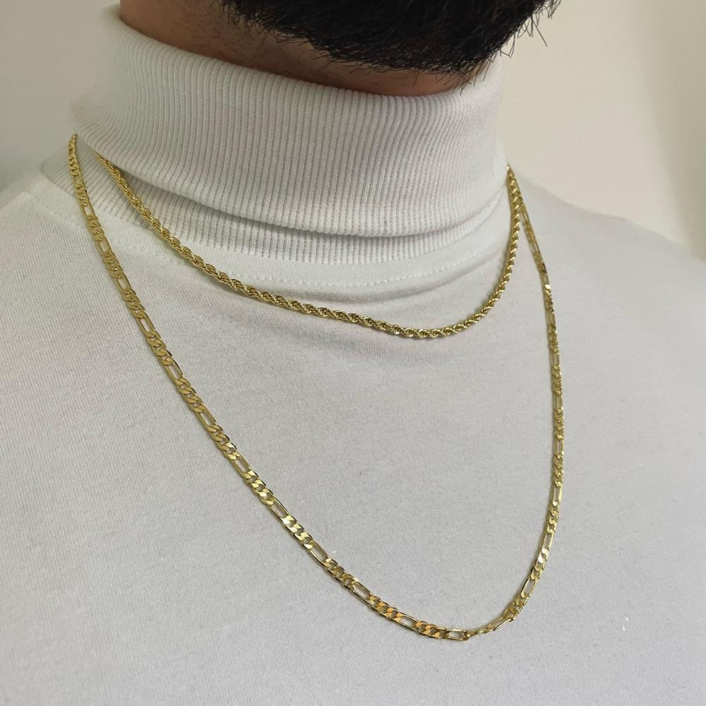Corrente grumet masculina banhada a ouro 18k