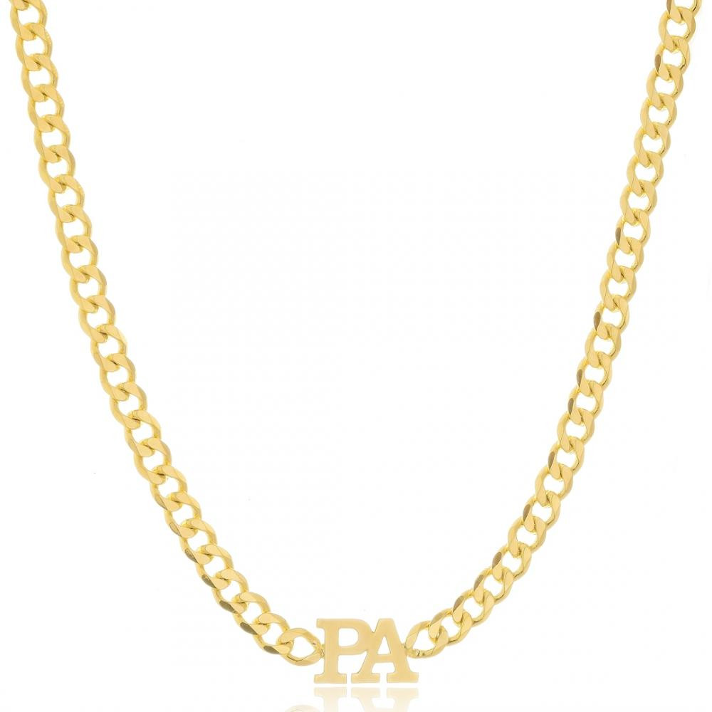 Colar Mariana personalizado com duas letras na corrente cubana banhado a ouro 18k