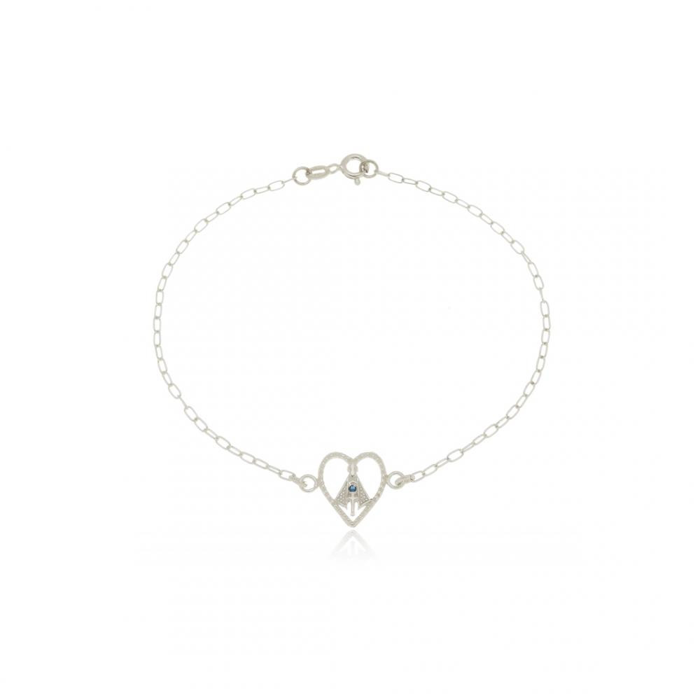 Pulseira Nossa Senhora cravejada com zircônia na prata 925