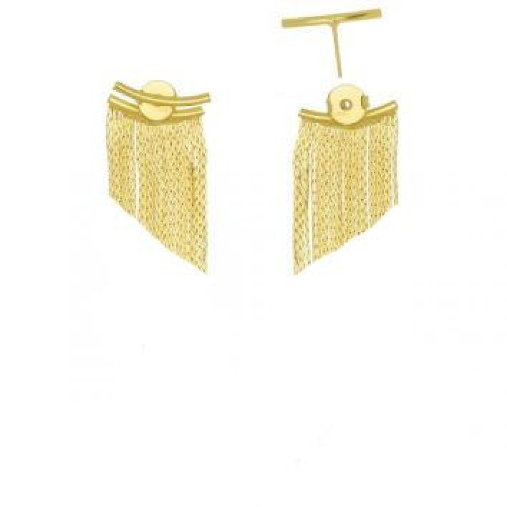 Brinco de franja pequeno banhado a ouro 18k