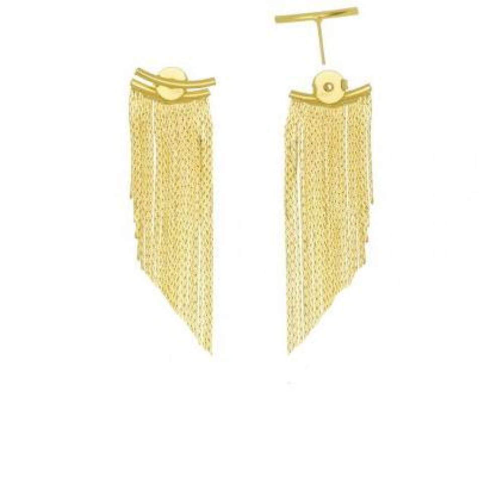 Brinco earcuff Carol de franja médio banhado a ouro 18k
