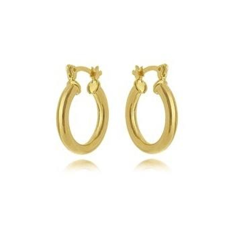 Brinco de argola média lisa banhada a ouro 18k 