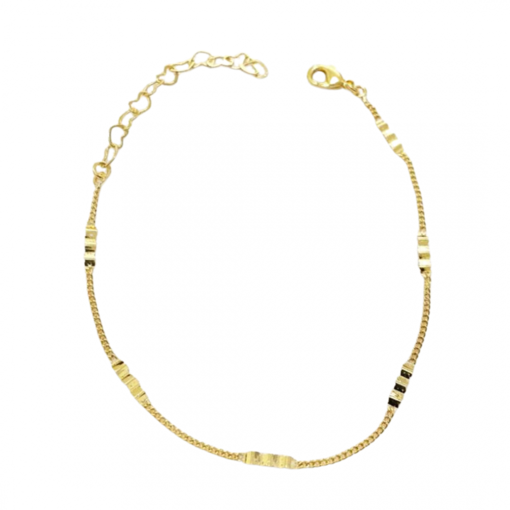 Pulseira com corrente grumet com chapinho ondulada