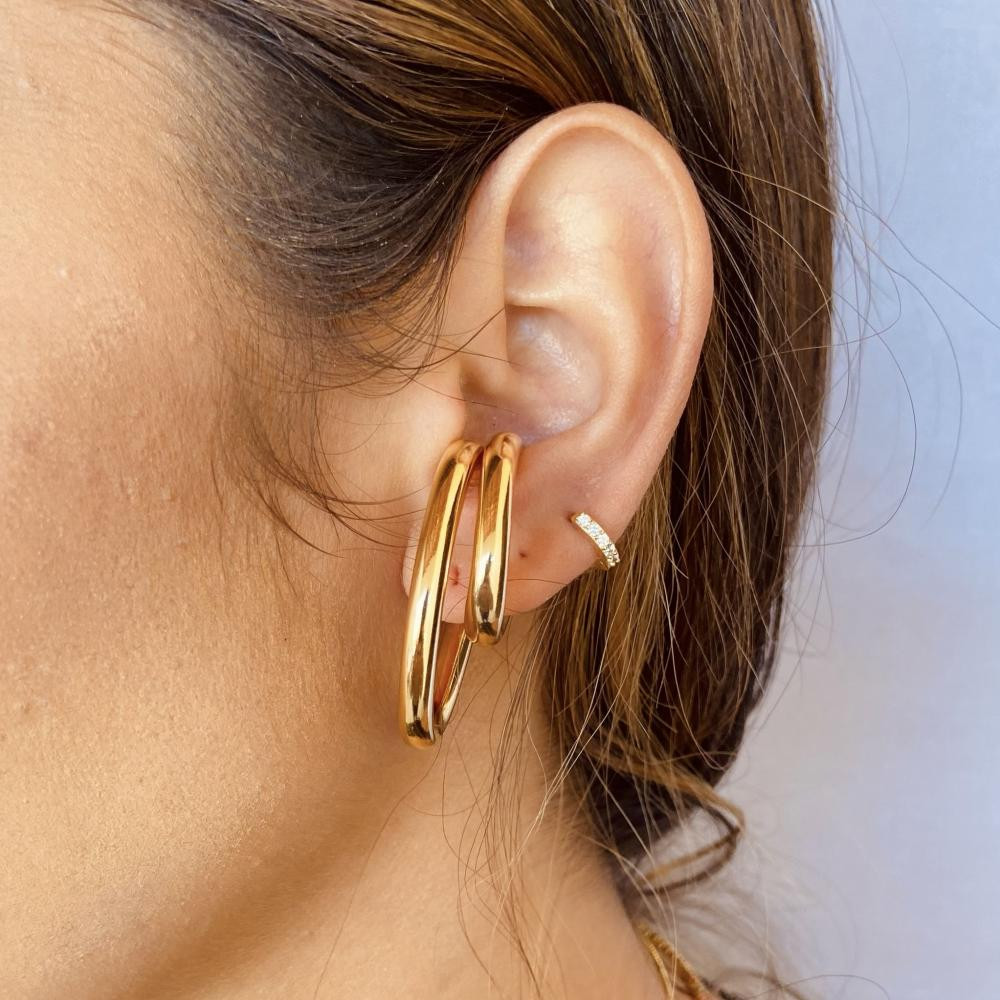  Piercing fake argola média banhado a ouro 18k 