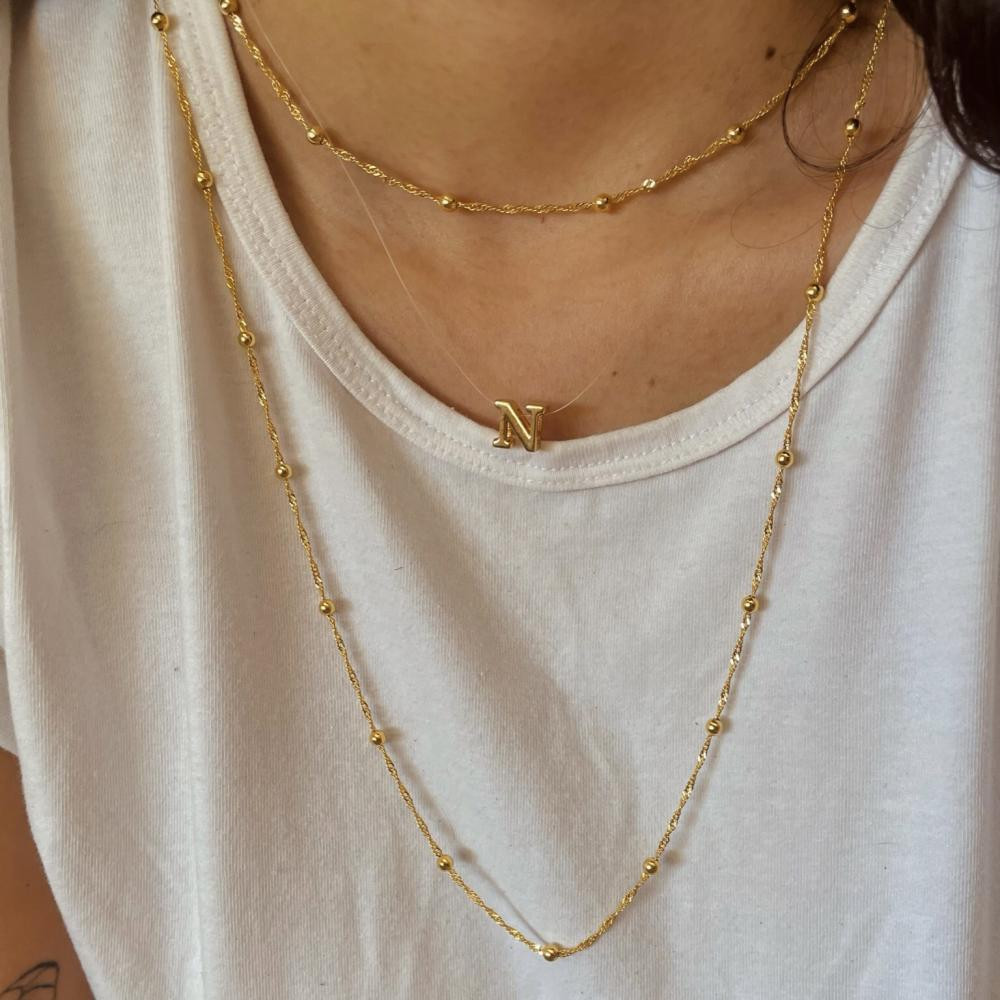 Choker com micro bolinha banhado a ouro 18k