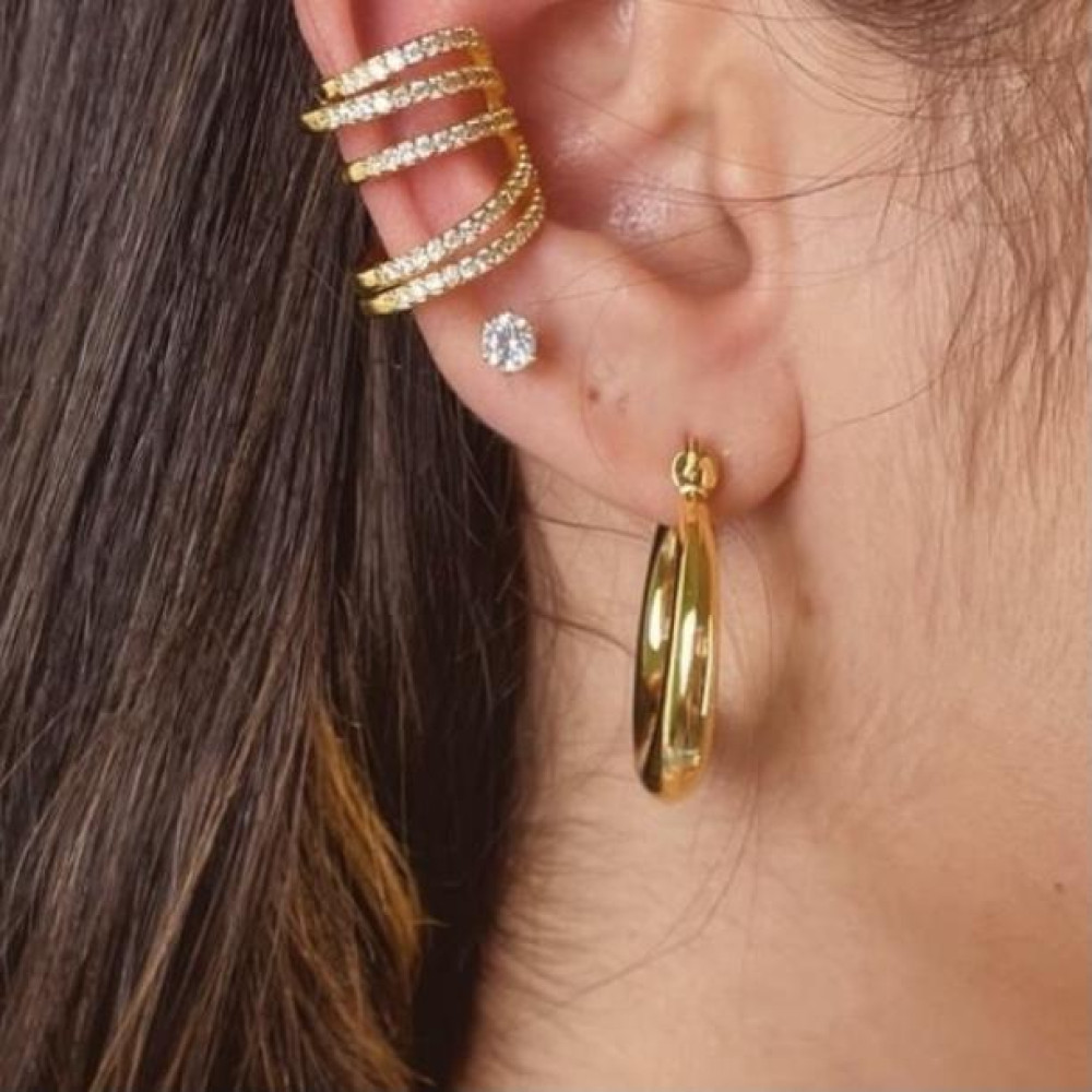 Brinco ponto de luz banhado a ouro 18k