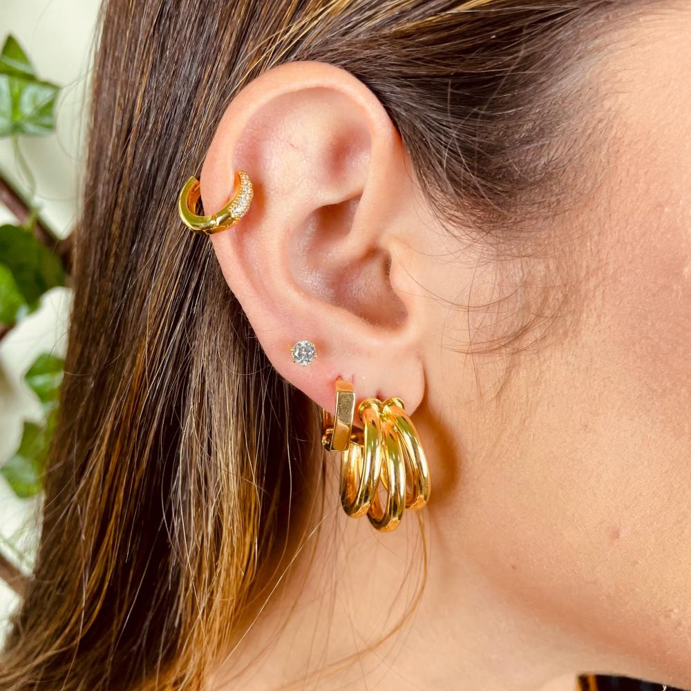 Argola minimalista folheada a ouro 18k 