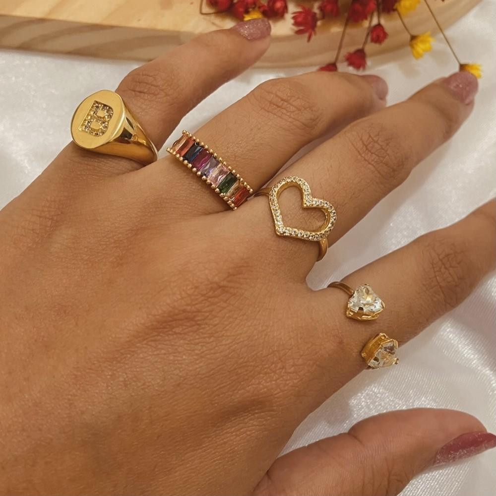 Anel Tassia de dedinho ou falange personalizado banhado a ouro 18k
