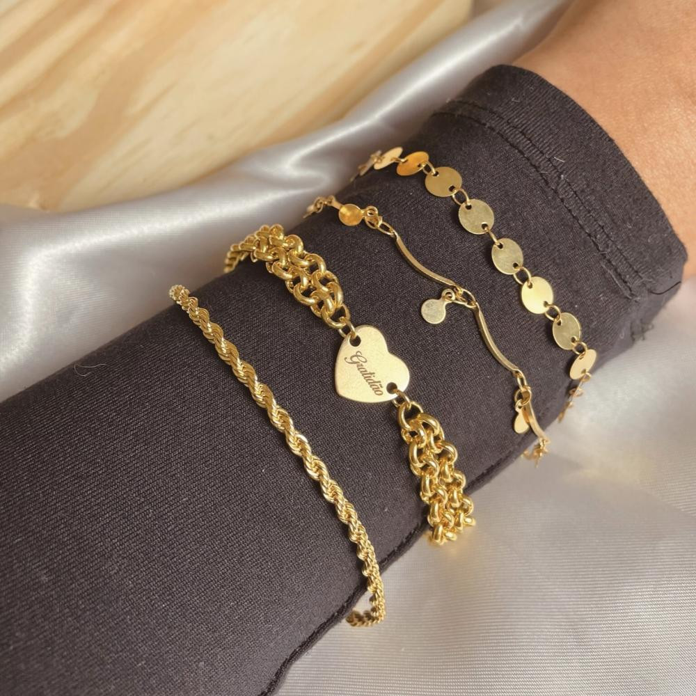 Pulseira de moedas banhada a ouro 18k 