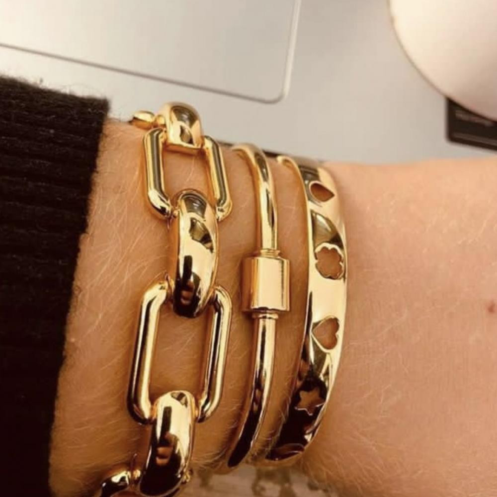 Pulseira bracelete banhada a ouro 18k