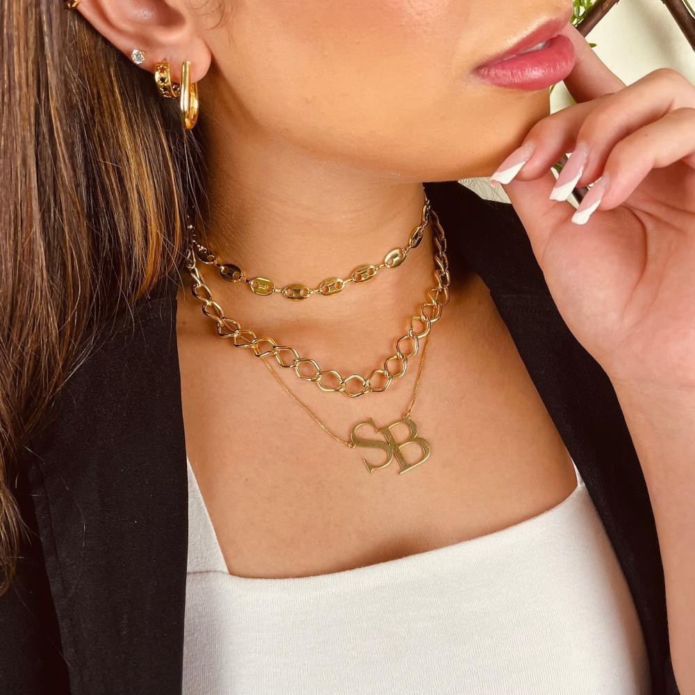 Choker de lacre banhada a ouro 18k