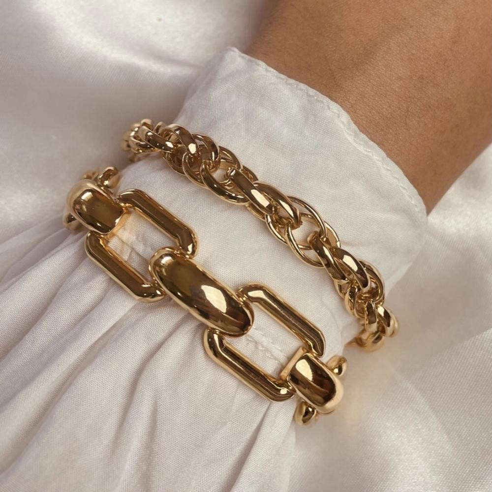 Pulseira Boss com elos grandes banhada a ouro 18k