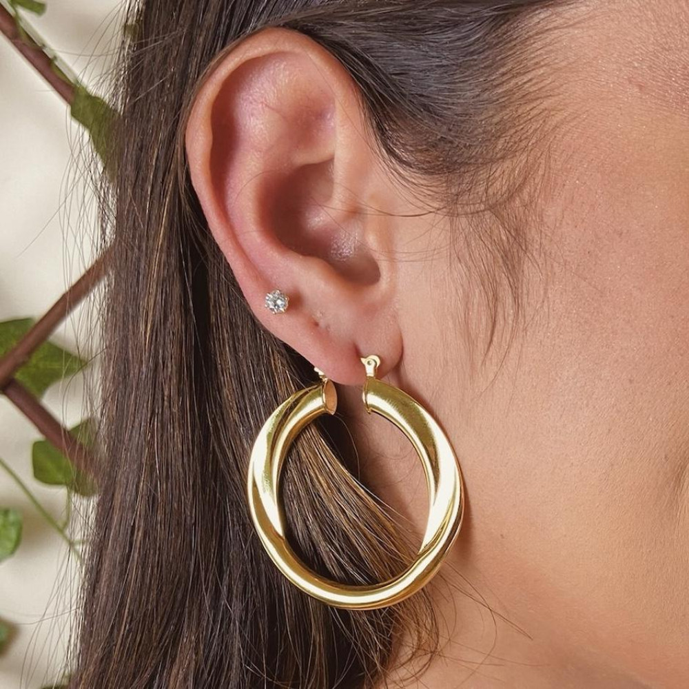 Brinco de argola grande banhado a ouro 18k