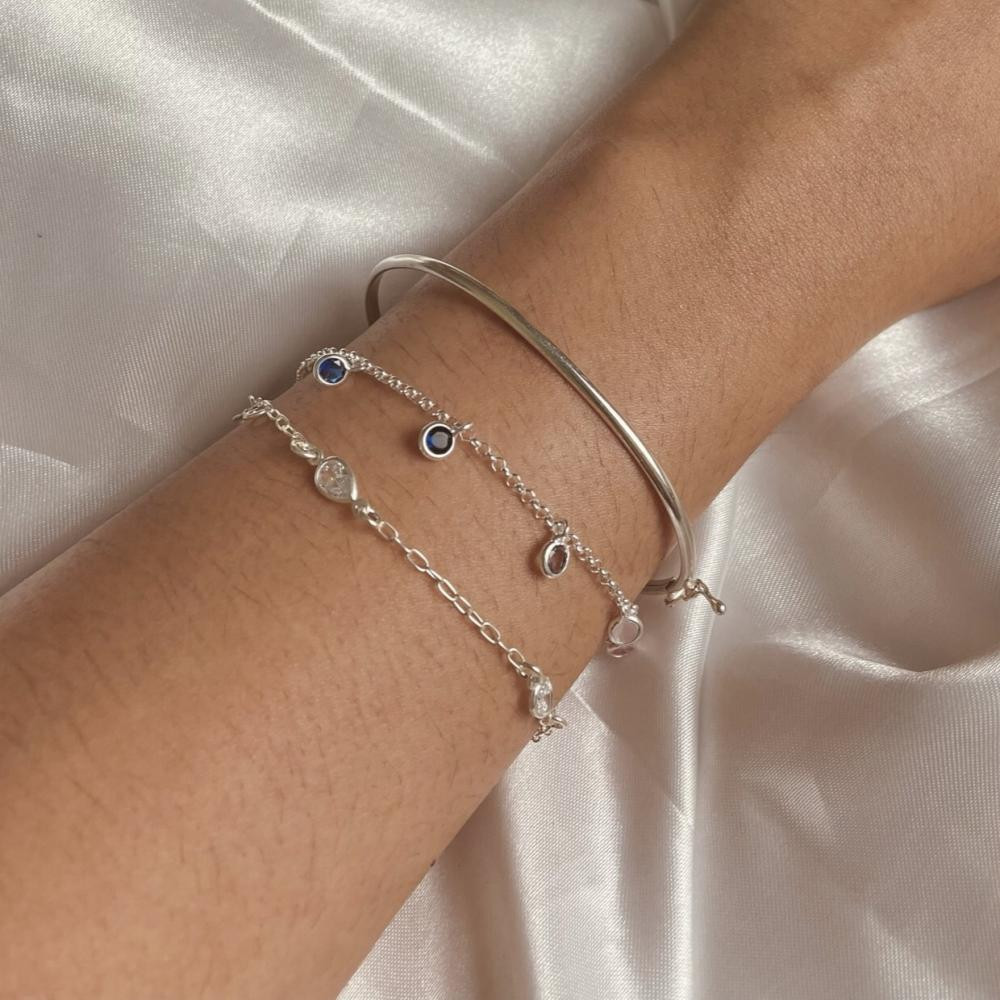 Bracelete liso fio redondo na prata 925