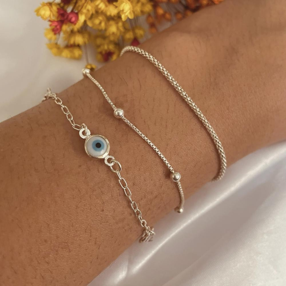 Pulseira corrente pipoca na prata 925