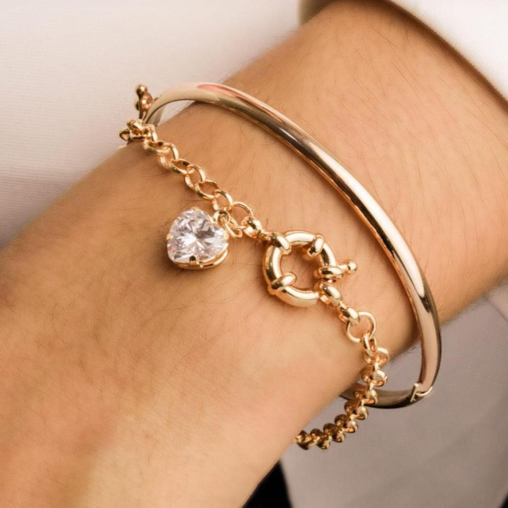 Pulseira bracelete liso banhado a ouro 18k