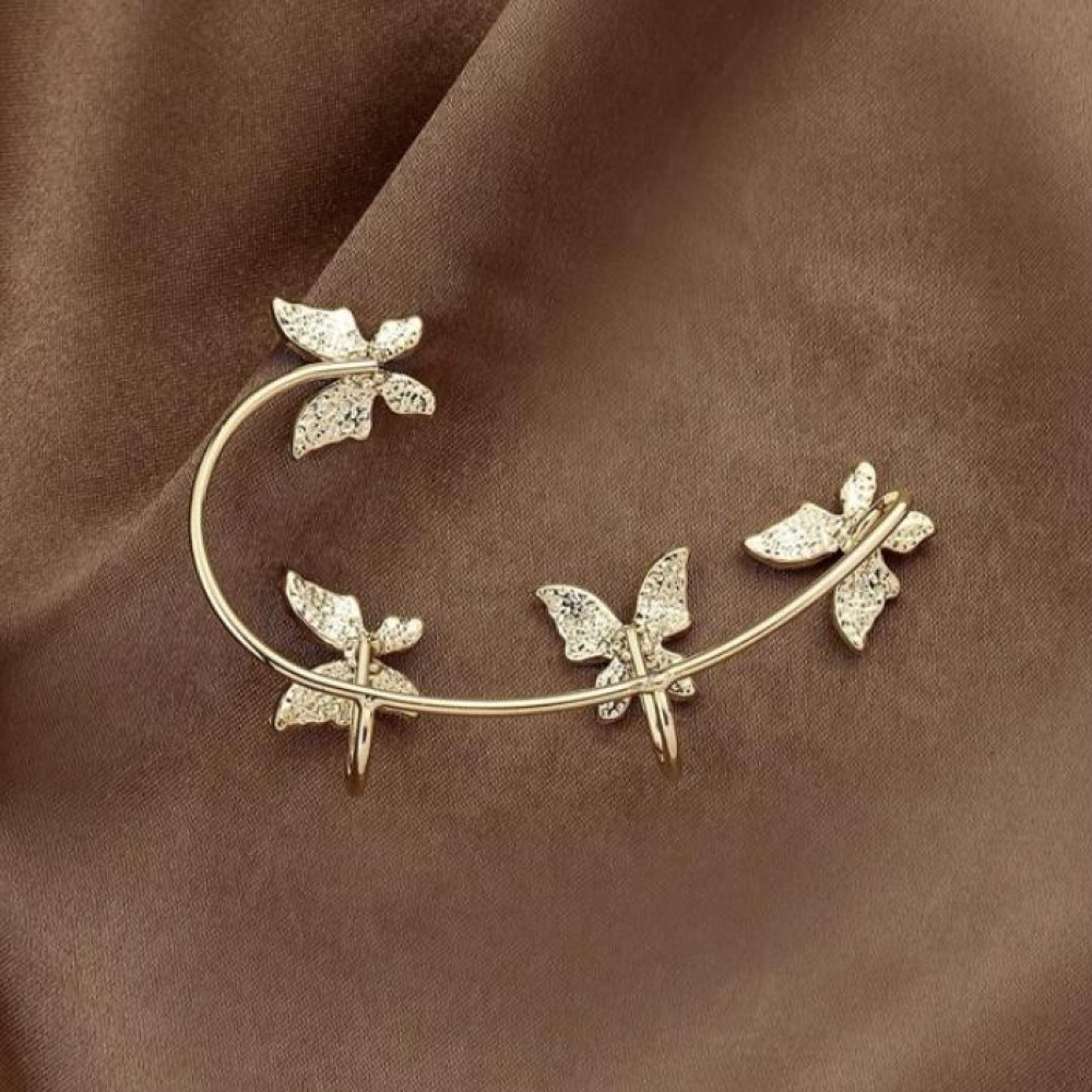  Brinco earcuff de borboleta cravejado banhado a ouro 18k