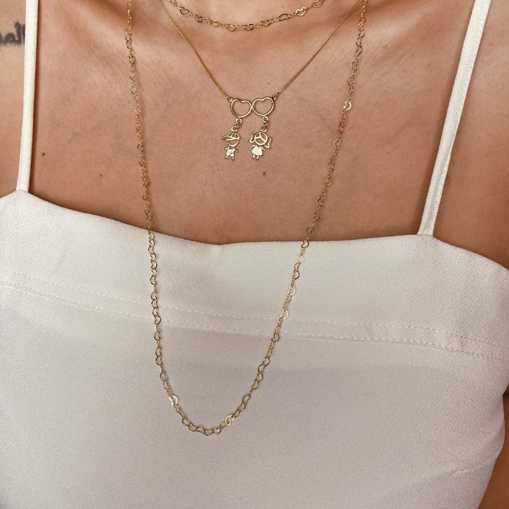  Colar canga personalizado com dois pingentes banhado  a ouro 18k