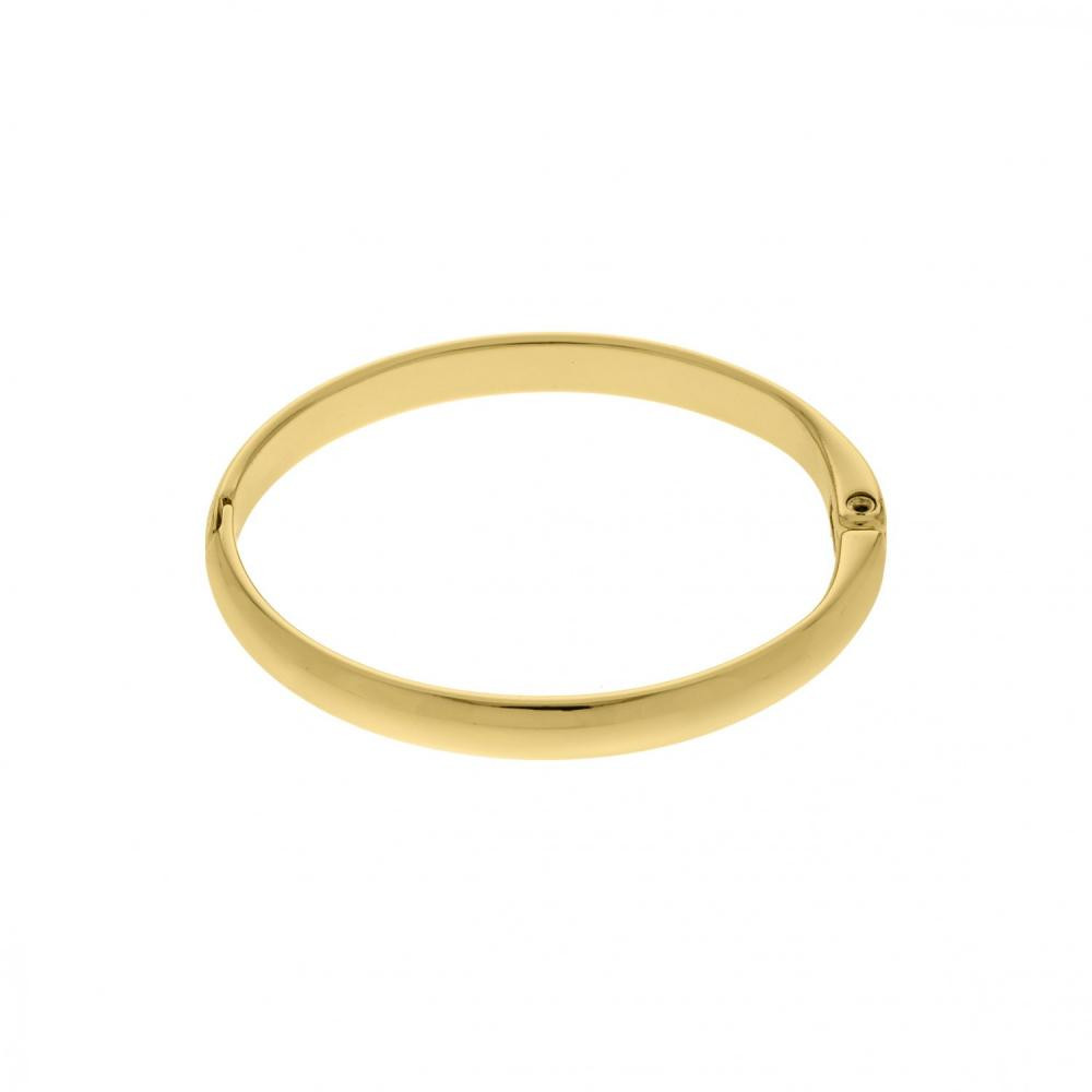 Bracelete liso grasso banhado a ouro 18k 