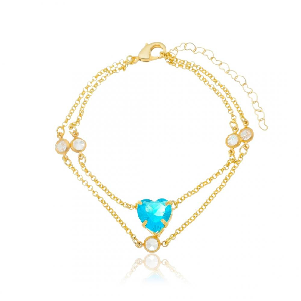 Pulseira Leticia de coração dupla banhada a ouro 18k