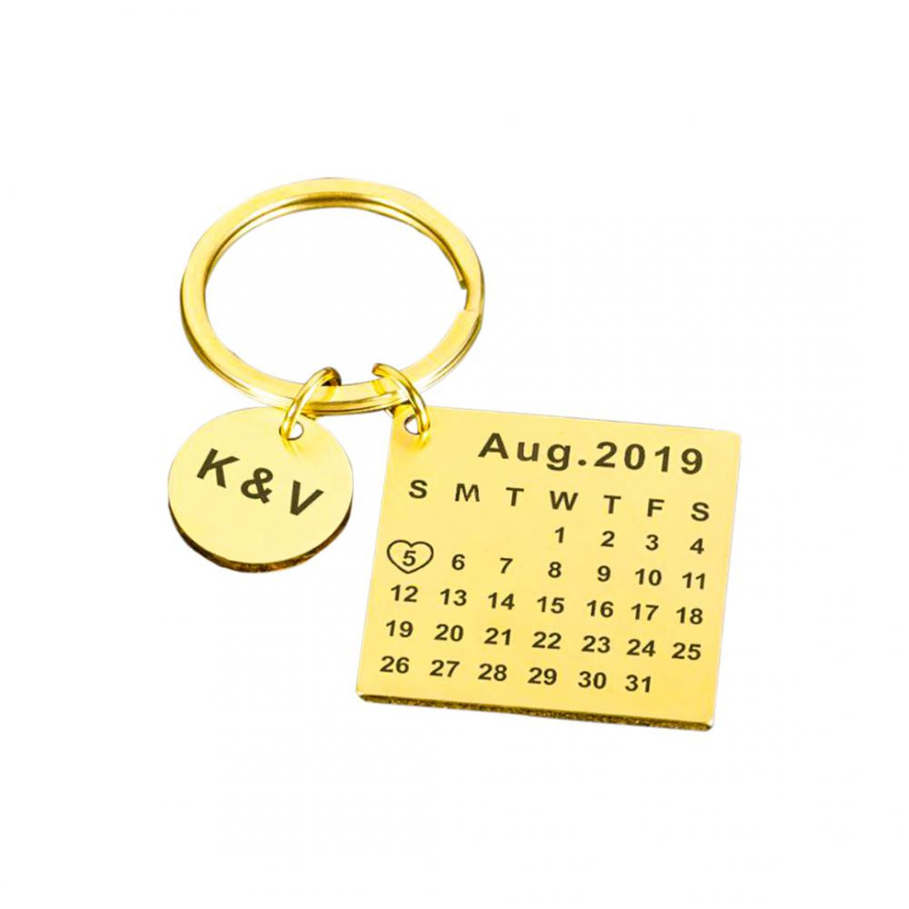 Chaveiro calendário mais mandala com letra personalizada banhado a ouro 18k