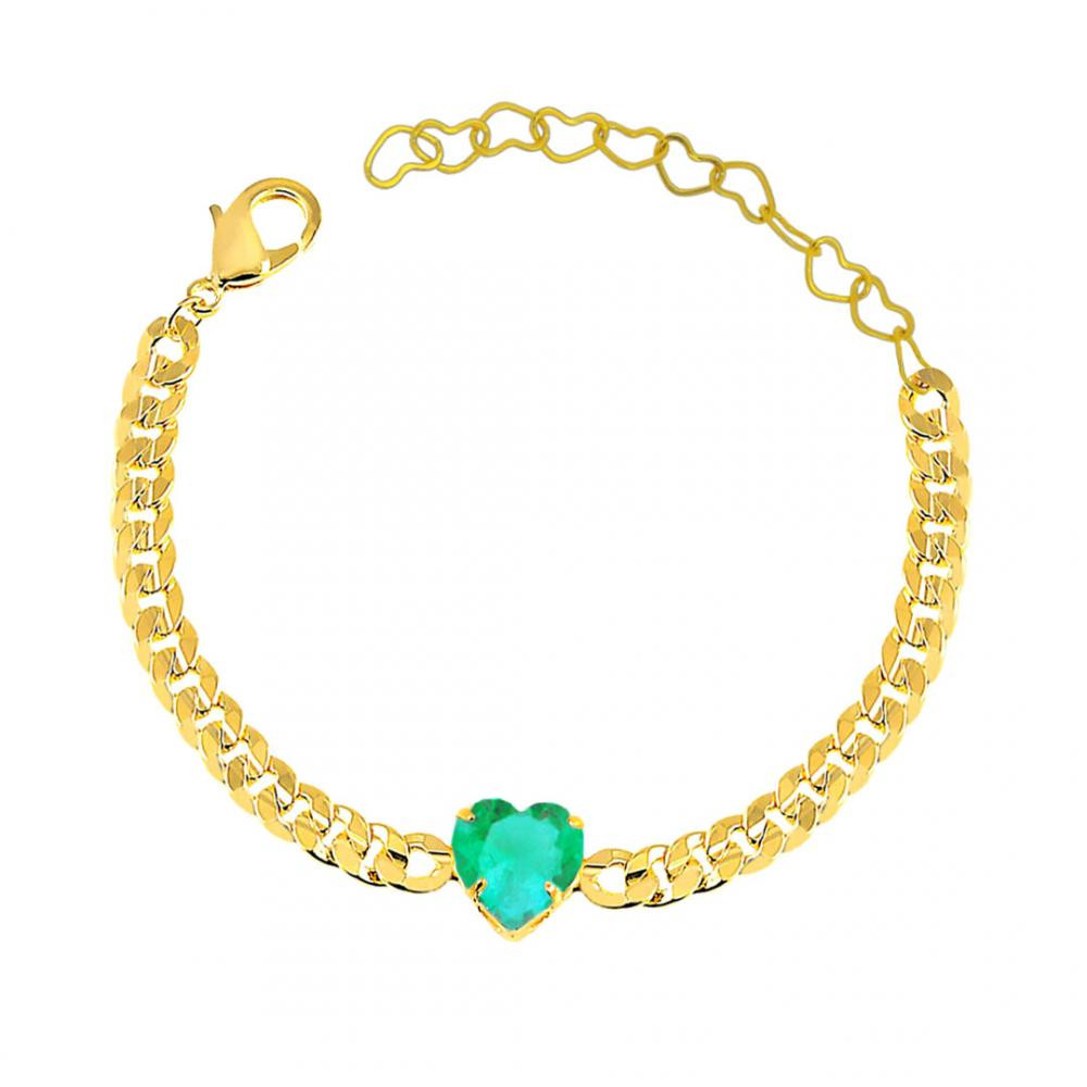 Pulseira Cecília com corrente cubana banhada a ouro 18k 