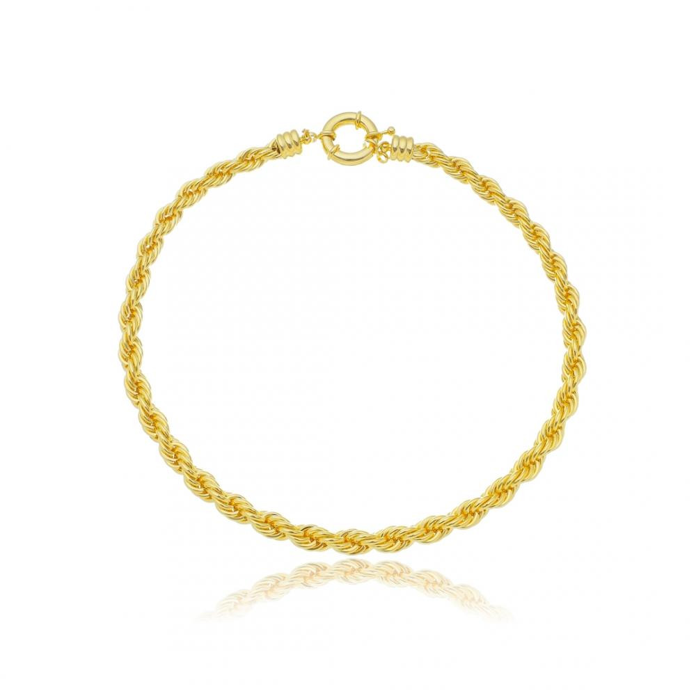 Colar thays cabo de aço cordão baiano com fecho boia banhado a ouro 18k