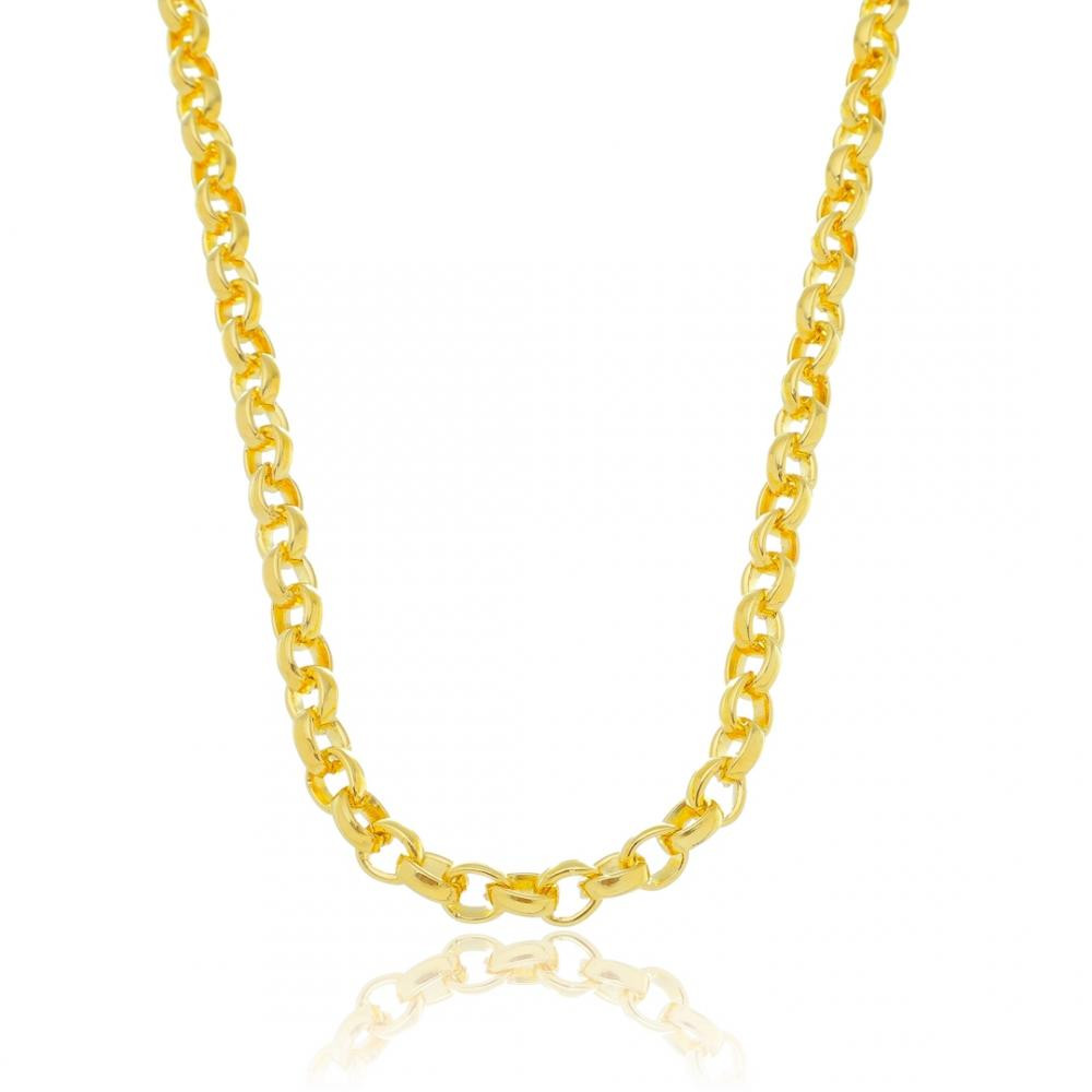 Colar Duda elo português grande banhado a ouro 18k 
