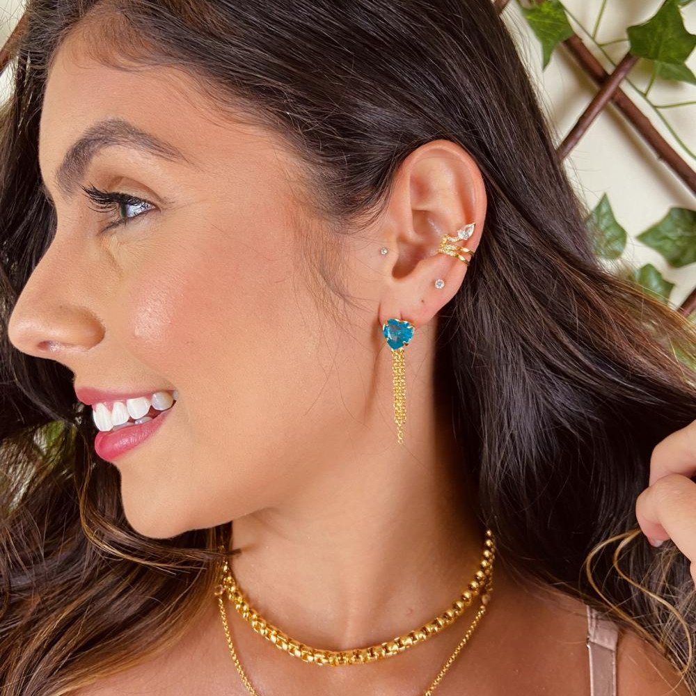 Brinco Leticia de coração banhado a ouro 18k