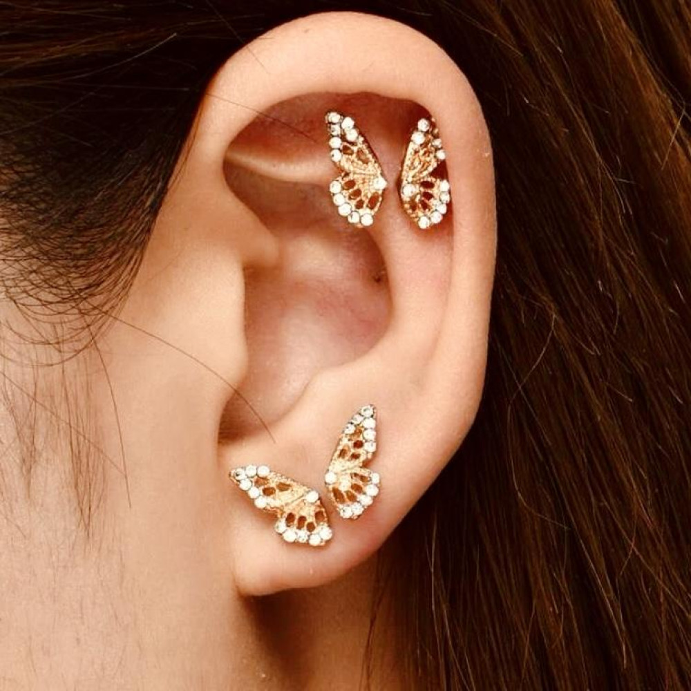 Brinco Manu borboleta banhado a ouro 18k
