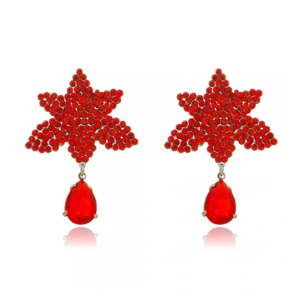 Brinco de strass banhado a ouro 18k 