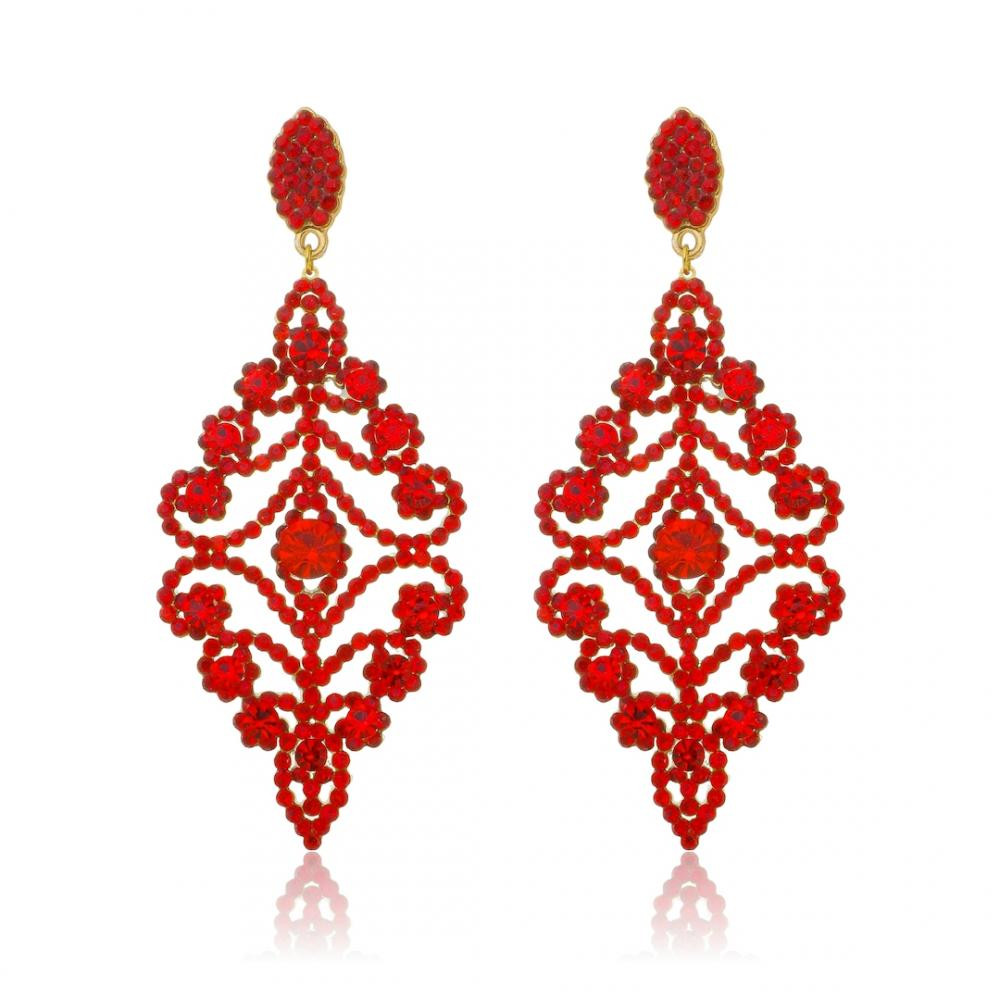 Brinco de strass banhado a ouro 18k 